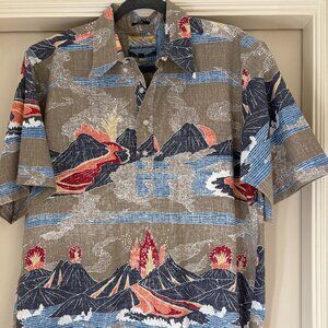 Reyn Spooner Shirt Full Button Hawaii Volcanoes National Park Limited L Classic